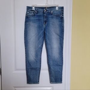 7 For All Mankind jeans 7FAM cropped skinny blue denim distressed mid rise